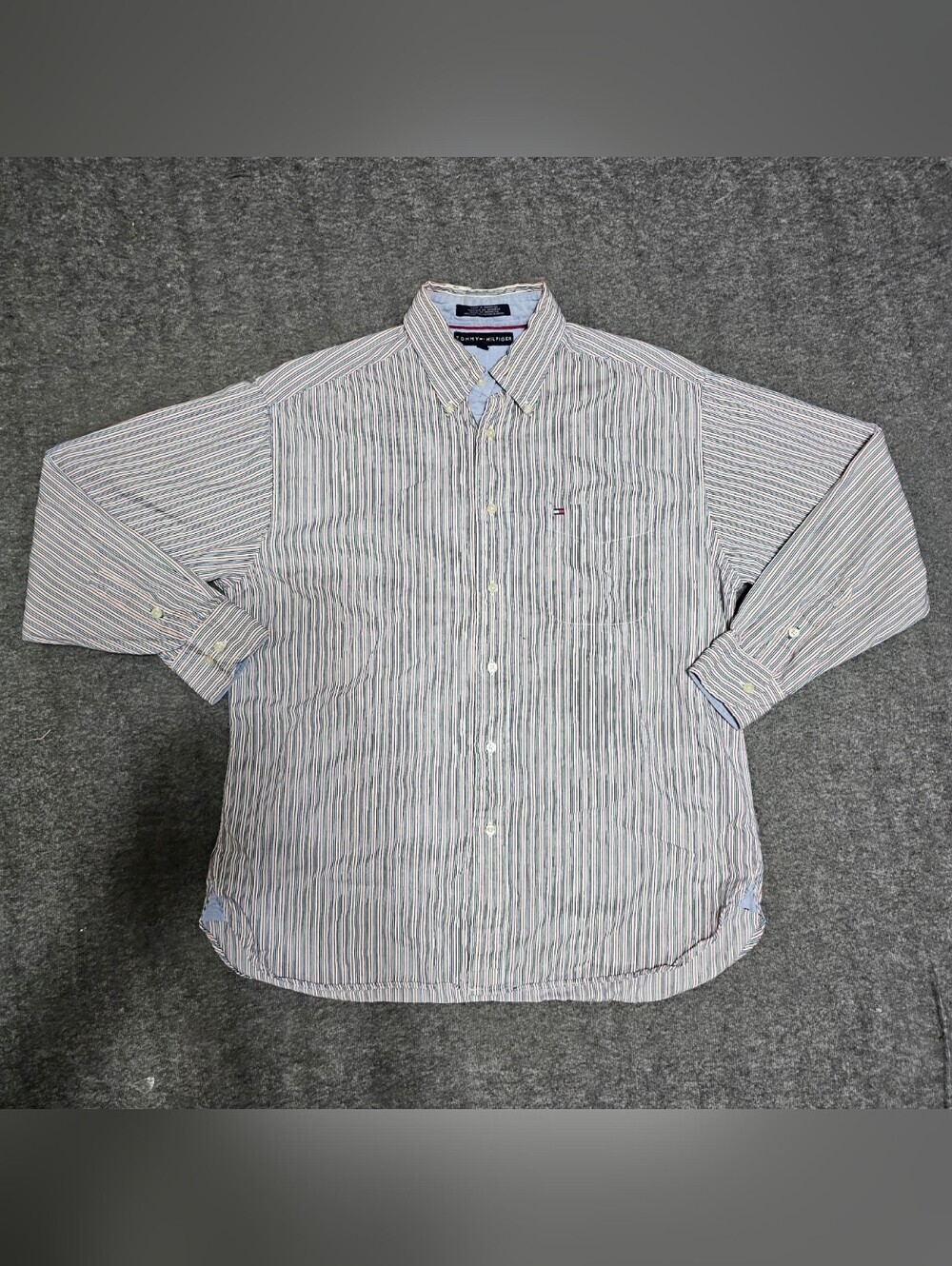 Tommy Hilfiger Striped Button Down Shirt Long Sleeve Large